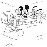 Mickey Mouse Coloring Golf Playing Pluto Plane Flying sketch template