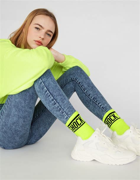 set  neon socks  bershka spain canary islands neon outfits colorful socks outfit