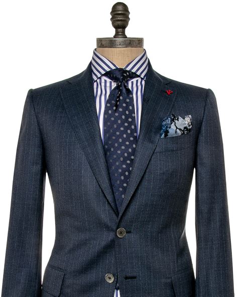 Isaia Blue With Light Grey Pinstripe Suit Apparel Men S