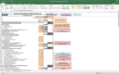 income tax calculator india  excel fy   ay