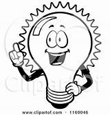 Bulb Idea Clipart Cartoon Coloring Light Happy Thoman Cory Outlined Vector Clip Vintage sketch template