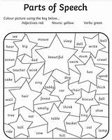 Speech Coloring Adjectives Parts Grade Worksheets Color Pages Grammar First Adjective Worksheet English Activities Language Arts Fun Ingles Spring 3rd sketch template