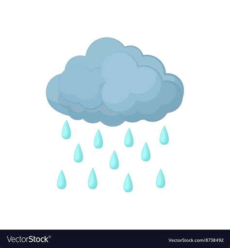 cloud with rain drops icon cartoon style vector image