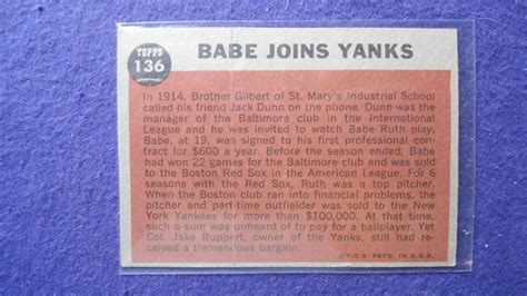 Topps Baseball Card 1962 136 Babe Joins Yanks Ebay