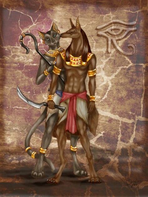 Anubis And Bast Egyptian Cat Goddess Ancient Egyptian Gods Egyptian Gods