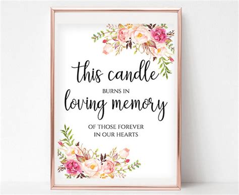 candle burns printable  memory  wedding  memory etsy