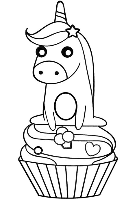 unicorn cupcake coloring page  printable coloring pages  kids