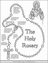 Rosary Pray Prayers Thecatholickid Catholic Beads Praying Rosaries Mysteries Getcolorings Hail Recite sketch template