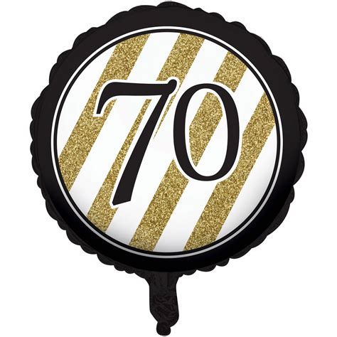 Black And Gold 70th Birthday Mylar Balloon