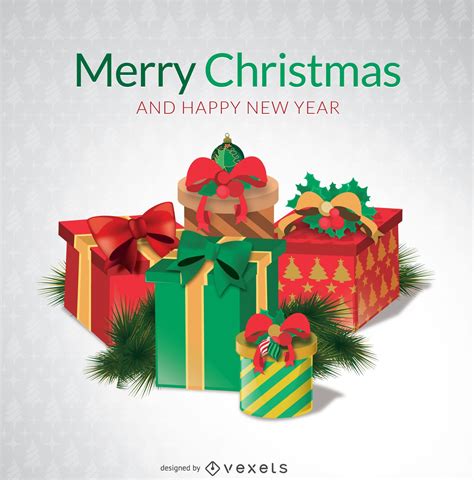 merry christmas gift boxes vector
