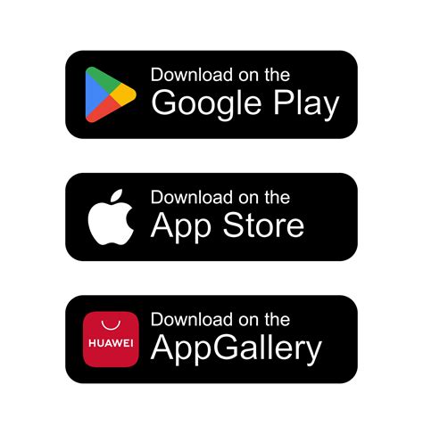 set  buttons google play app store appgallery  vector art
