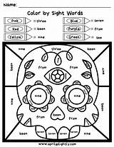 Sight Word Coloring Pages Dead Worksheets Halloween Kids Color sketch template