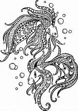 Zentangle Fish Animals Drawings Coloring Dancing Drawing sketch template