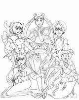 Magical Girls Lineart Pink Anime Deviantart Group sketch template