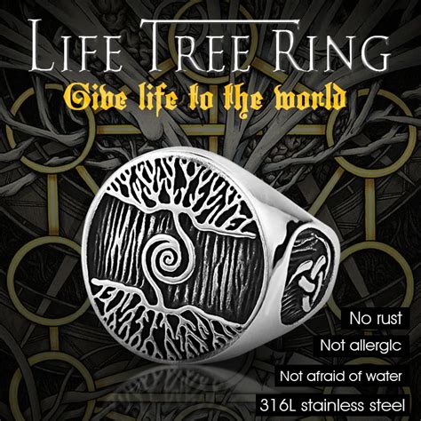 beier  stainless steel nose viking  men life tree ring scandinavian warrior slavic
