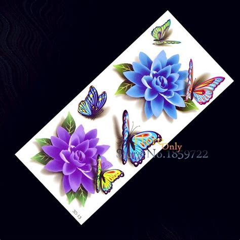 1pc 3d blue butterfly tattoo stickers h3d 13 waterproof women costume