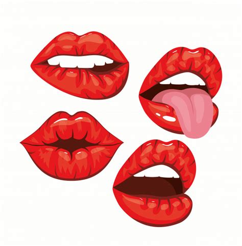 set of sexy woman mouths in pop art style vector premium download