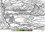 Number Color Coloring Landscape Summer Pages Worksheets Paint Sheets Supercoloring Numbers Printable Nature Adult Difficult Easy Super Beautiful Drawing Beach sketch template