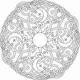 Coloring Mandala Moon Pages Sun Intricate Celestial Stars Color Rose Celtic Drawing Elephant Star Adults Festival Half Printable Phases Christmas sketch template