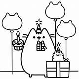 Pusheen Coloring Pages Print Pushin Birthday Them Raskrasil sketch template