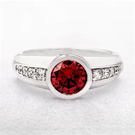 sterling silver  red stone ring  cubic zirconias