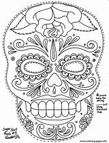 Skull Coloring Sugar Pages Adult Simple Printable Skulls Candy sketch template
