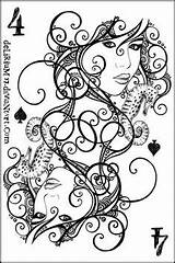 Coloring Pages Cards Card Spades Deck Playing Tarot Suits Deviantart Drawings Sheets Queen Valentine Greeting Colouring Zodiac Sketches Getcolorings Lynch sketch template