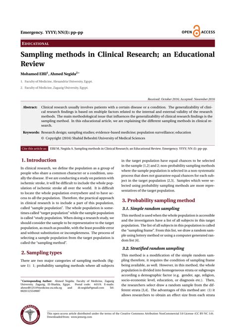 sampling methods  clinical research  educational review