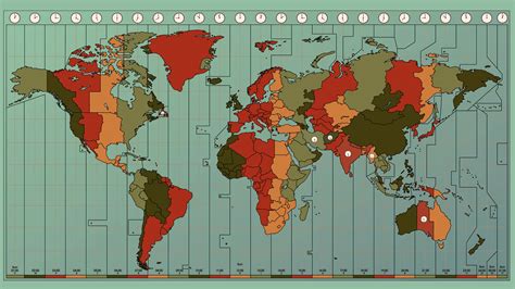 mapa mundial  las distintas zonas horarias