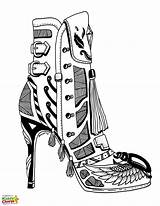 Coloring Pages High Heel Shoe Adults Adult Shoes Heels Kids Drawings Colouring Printable Color Drawing 70s Draw Kiddycharts Fashion Print sketch template