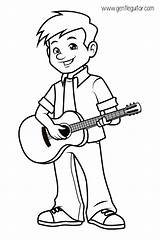 Guitar Menino Boy Prepares sketch template