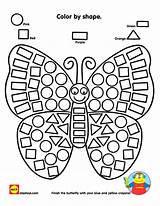 Butterfly Color Preschool Shapes Printable Shape Activities Number Actividades Coloring Worksheets Para Kindergarten Butterflies Worksheet Crafts Math Numbers Pages Pascua sketch template