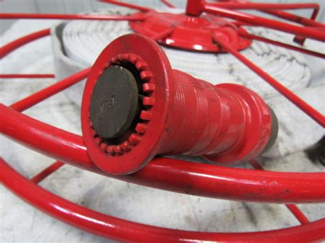 wirt knox swing type large fire hose storage reel  hose nozzle bullseye industrial sales
