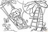Coloring Monkey Swinging Tree Pages Drawing Printable Getdrawings sketch template