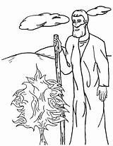 Bush Burning Moses Coloring Pages Front Standing Netart Choose Board sketch template