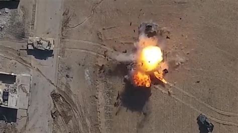 video reportedly shows isis drone dropping bomb  iraqi tank daily telegraph