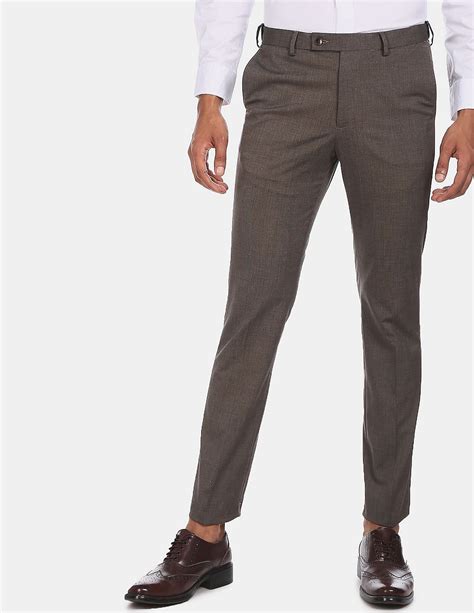 buy arrow men brown mid rise flat front formal trousers nnnowcom