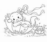 Coloring Umbrella Cat Pages Majuu Salvo Frog Kitty Kids Para sketch template