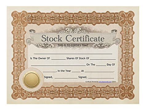 printable stock certificate brown frame stock certificate template