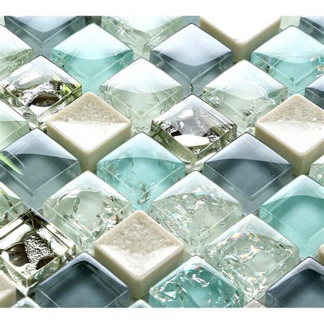 blue ice crack glass tile mosaic sheets beige crackle glass porcelain