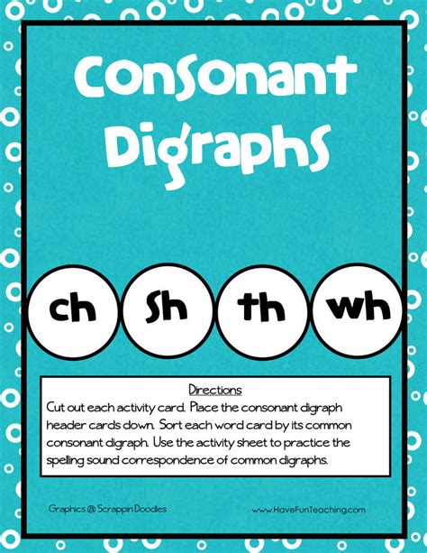 consonant digraphs ch sh  wh activity  fun teaching