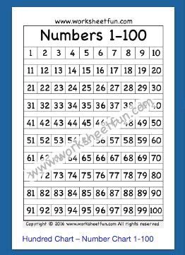 number chart images number chart  printable worksheets