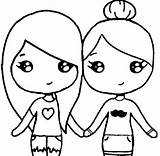 Bff Coloring Pages Friend Heart Drawings Printable Friends Girls Cute Easy Chibi Choose Board Forever sketch template