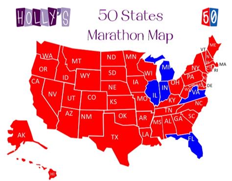 team tizzel hollys  states marathon map