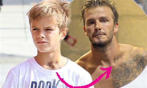 Romeo Beckham Copies David By Having A Fake Harper Tattoo