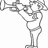 Trompeta Veterano Tocando Instrumentos sketch template
