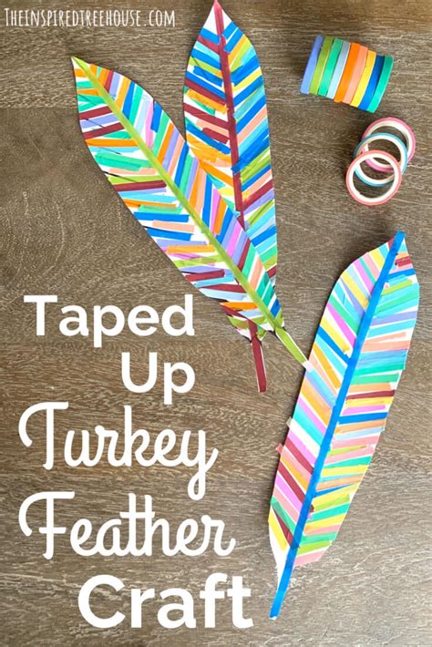 taped  turkey feather craft  inspired treehouse