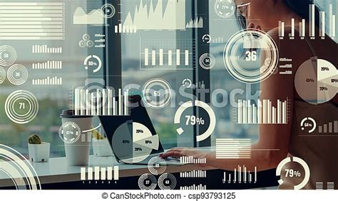 Creative Visual Of Business Data Analyzing Technology Concept Of
