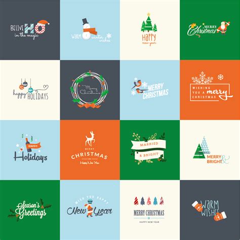 merry christmas  holiday logos vintage design vector