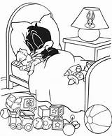 Daffy Tunes Looney Dorme Giocattoli Coloriages Cartonionline Bébé Schlaf Spielsachen Seinen Stampare Kolorowanki sketch template